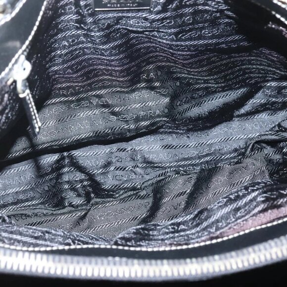 PRADA Chain Tote Bag Nylon Leather Beige Silver - Picture 14 of 15